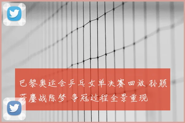 巴黎奥运会乒乓女单决赛回放 孙颖莎鏖战陈梦 争冠过程全景重现